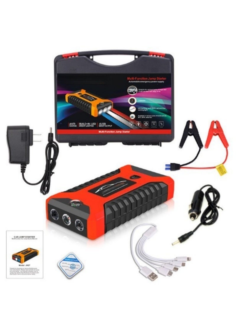 Bolivia's Jump starter with Flashlight 800A peak current 6000mAh. Suitable for gasoline and diesel vehicles. Features include compass, power bank, and large-capacity storage. - Image 1